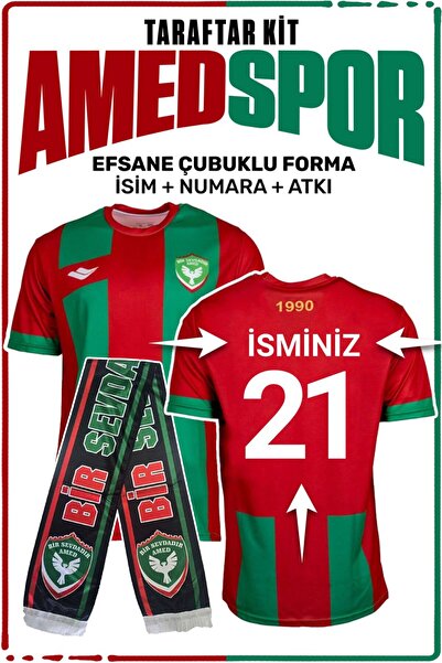 Amed Spor Diyarbakır Amedspor Efsane Çubuklu Forma İsim Numara ve Atkı Taraft...