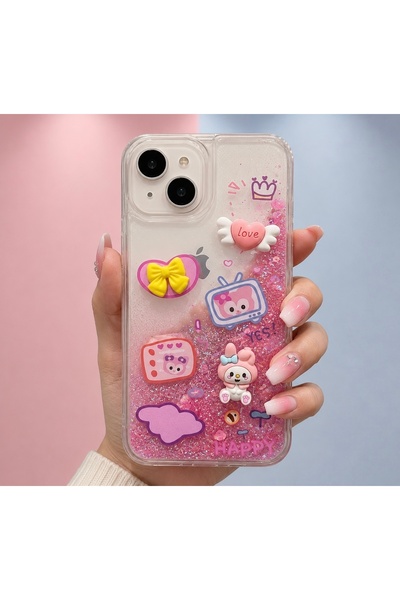 FİŞNEİLETİŞİM İPHONE 13/14 UYUMLU SULU HARAKETLİ FUŞYA KILIF