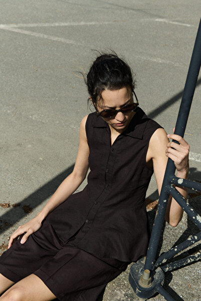 H&M Keten Karışımlı Kolsuz Gömlek