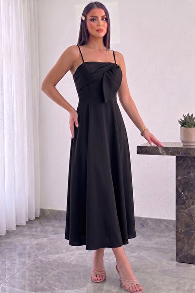 ALFUDO Moda Collection Thin Straps Leaf Detail Evening Dress Graduation Dress