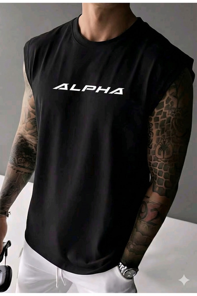 FAVORİST Alpha Printed Men's Zero Sleeve Sports Athlete Undershirt
