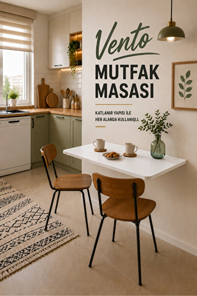 Atlanta Home Vento Katlanır Mutfak Masası 72x45 cm Duvara Monte Yer Tasarrufl...