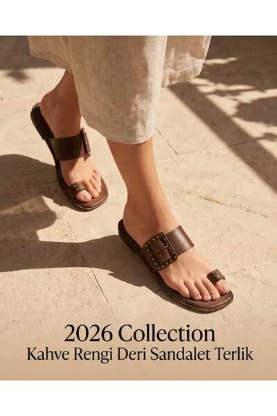 Lunexa Coffee Color Luxury Design Leather Women's Sandals Slippers – Daily Us...