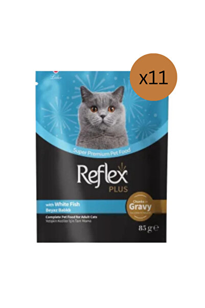 Reflex Hrană umedă pentru pisici, Plus, Adult, pește alb în sos, set 11 bucăț...