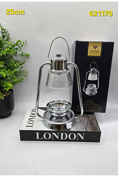 WAHJ ALMASAH Luxury Ramadan Lantern Shaped Shiny Silver Color Clear Glass Inc...