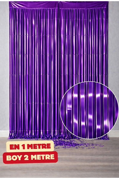 Parti Zamanı Mor Parlak Duvar Süsü Duvar ve Kapı Perdesi 1x2 Metre Doğum Günü...