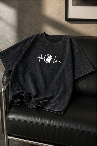valeriae Πλενόμενο μπλουζάκι Oversize Unisex, Πλυμένο Vintage Street Style, Μ...