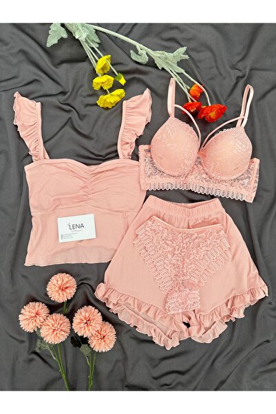 Lena Homewears Γυναικείο Σετ Πιτζάμες Καλοκαιρινό με Εσώρουχα και Σορτς Milas