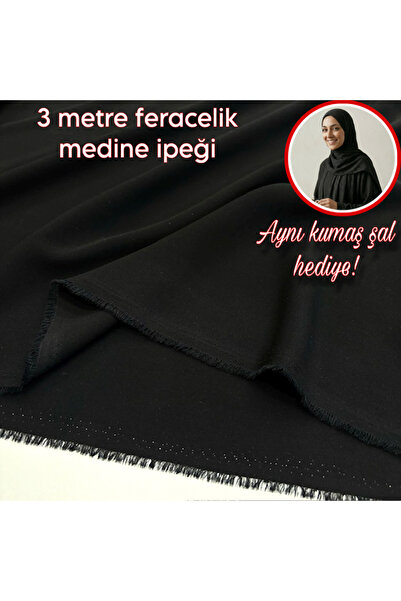 Atlas Kumass 3 Meters of Feracelik Medina Silk + Matching Shawl with a Gift