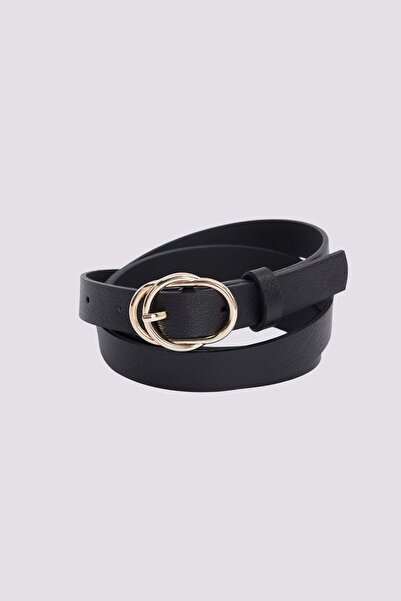 Tudors Women's 110cm Black Belt with Gold Buckle