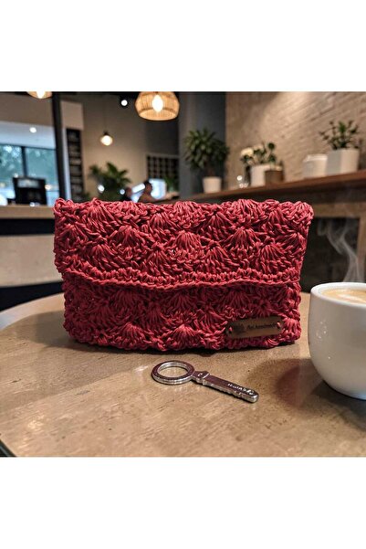 Gizem Design Products Kadın Makrome Kırmızı El Örgüsü Ömürlük Cüzdan