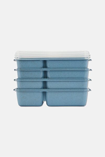 Core Kitchen 4 Piece 3 Section Wheat Fiber Storage Container, Sage Blue