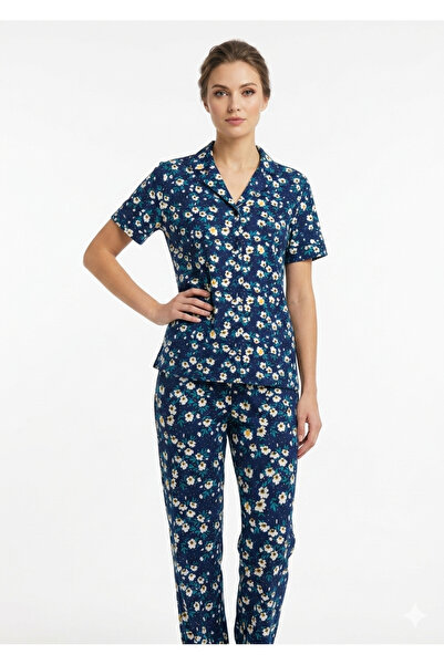 Noom Nightwear Women's Pink Floral Print Pajamas - Comfortable Short Sleeve a...