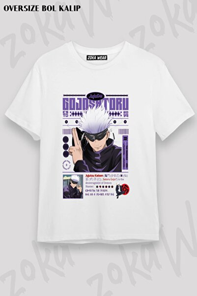 ZOKAWEAR تي شيرت مطبوع للجنسين من نوع Jujutsu Kaisen Gojo Satoru v12