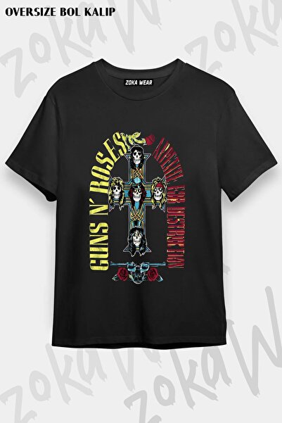 ZOKAWEAR Μπλουζάκι Unisex με Χαλαρή Εφαρμογή Guns N Roses v37 με Στάμπα