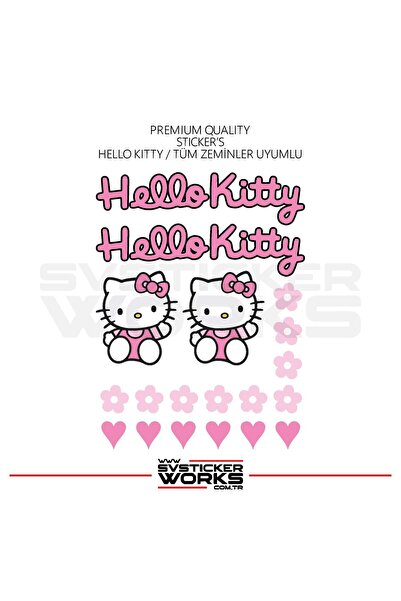 ARONA Hello Kitty Sticker Yapışkan Tüm Zeminlere Uyumlu Motor Araba Etiket St...