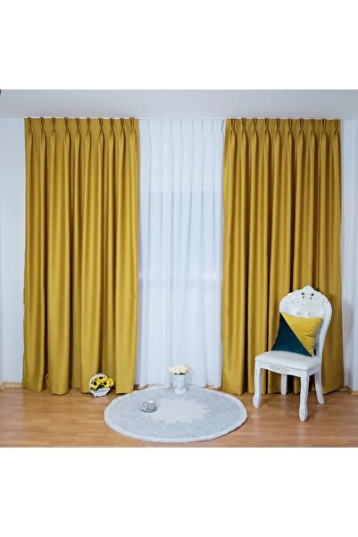 ArasyaHome Draperie Ibiza de Textura Groasa 90% Blackout Galben