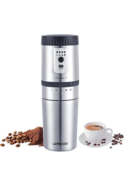 Lepresso Portable Espresso Maker & Electric Burr Coffee Grinder, Mini Travel ...