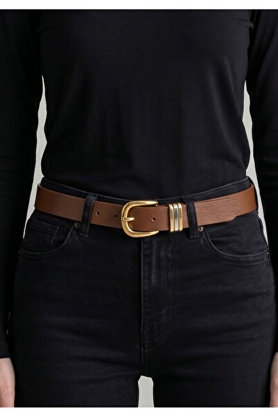 Kemerix 100% Genuine Leather Women's 2.8 cm Jean Belt with Buckle, Trouser Belt