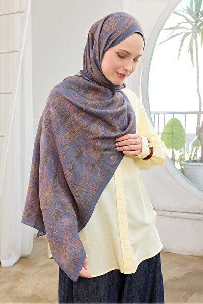 Silk Home Urban Hours Shawl Pattern Blue Gray Mayda Shawl