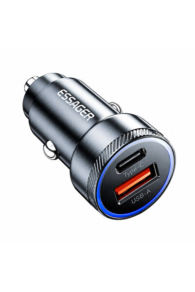 essager Încărcător auto 54W, Type-С+ USB-A, QC 3.0, Gri
