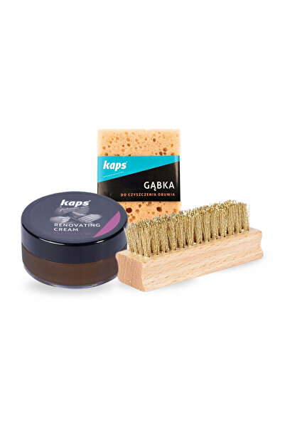 kaps Set de ingrijire a incaltamintei, Kaps, 3 in 1, burete de curatare, crem...