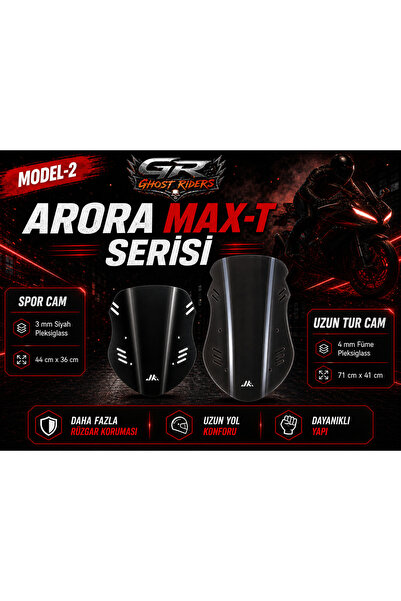 ARORA MAX-T 125-150 UYUMLU 2015-2020 MODEL SPOR CAM SİYAH MODEL--2