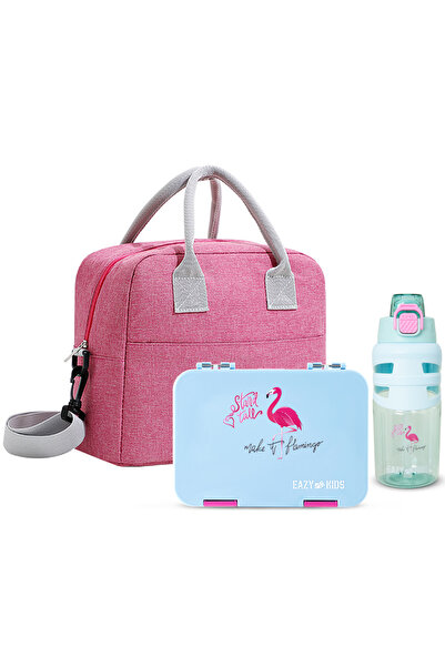 Eazy Kids 4 Compartment Bento Lunch Box w/ Insulated Lunch Bag & Water Bottle...