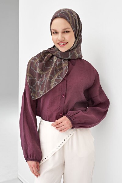 Silk Home حزام وشاح مونار بني 90x90