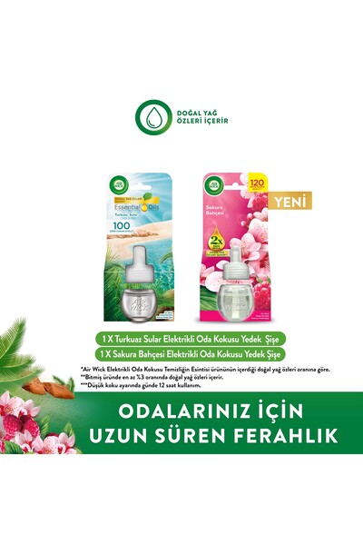 Air Wick Elektrikli Oda Kokusu Yedek Şişe Turkuaz Sular + Sakura Bahçesi , 2x...