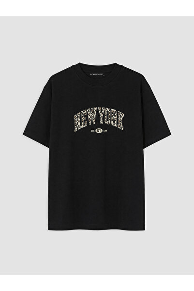 LC Waikiki Tricou de damă cu guler rotund și imprimeu New York
