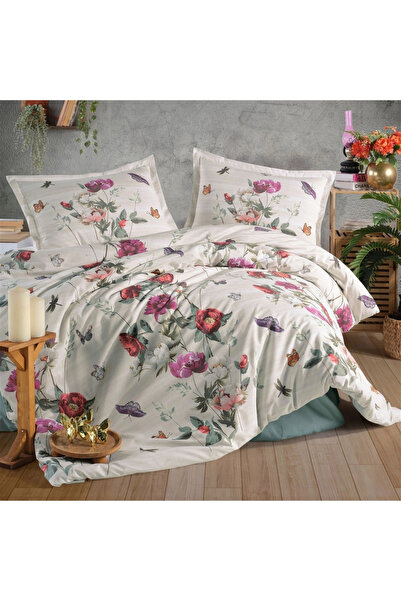 Clasy Ranforce 100% Cotton Duvet Cover Set Single Size Nerina V1 Sage