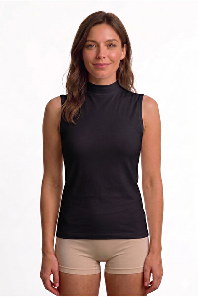 westicgiyim Women's Bamboo High Neck Tank Top Soft Textured Breathable Shiny ...