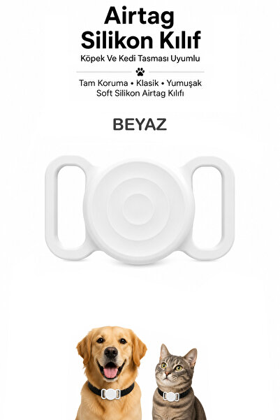 CONOCER Airtag Uyumlu Köpek Ve Kedi Tasma Kılıfı Tam Koruma Yumuşak Soft Sili...