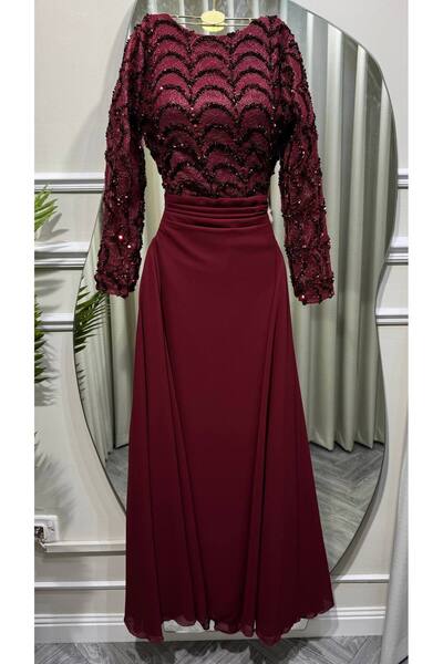 Jood Chiffon Evening Dress with Sequins