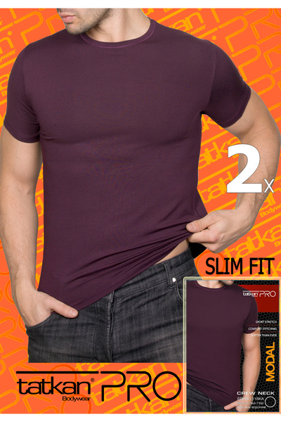 TATKAN BODYWEAR 2'li - Erkek Sıfır Yaka Penye Modal Slım Fıt Sport T-shırt