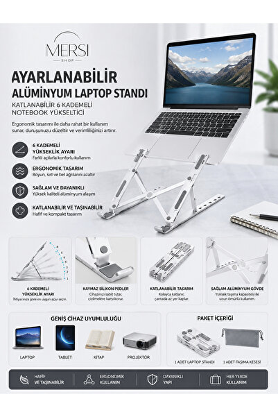 Mersi SHOP Βοηθητικό τραπεζάκι Laptop - Ασημί