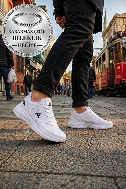 ZEYNSPORT Erkek Beyaz Spor Ayakkabı Hafif Rahat Yürüyüş Koşu Günlük Sneaker K...