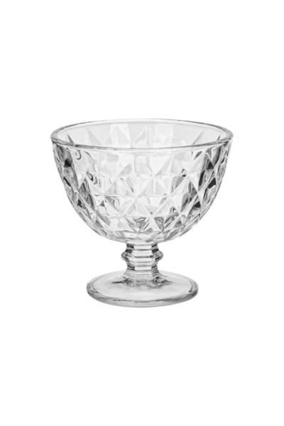 OEM Bol seethrough din sticlă 300 ml, cu picior, model diamant, elegant și pr...