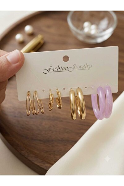 TChic Set of 4 Pink Hoop Earrings
