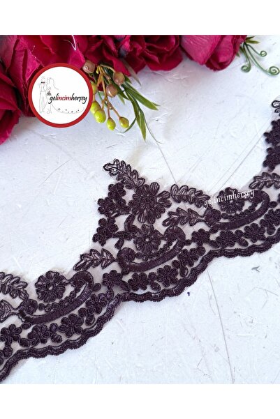 Gelincimherşey Mürdüm Safir Fransız Dantel Güpür 12.5 cm 1 Metre