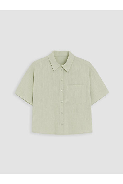 LC Waikiki Green Oversize Poplin Women's Shirt