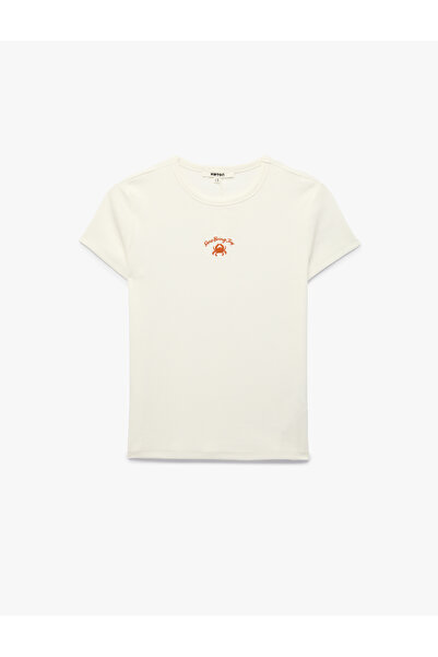 Koton X Şahika Ercümen - Slim Fit Bisiklet Yaka Kısa Kollu Yengeç Nakış Detay...