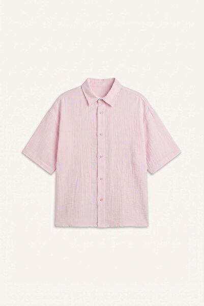 DeFacto Boxy Fit Embroidered Muslin Short Sleeve Mint Green Shirt I3102Ax26Hs