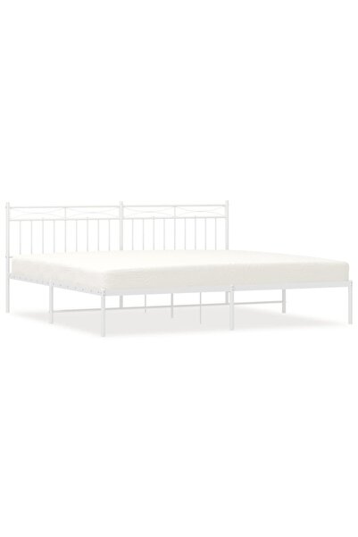 vidaxl Cadru de pat metalic cu tăblie, alb, 200x200 cm