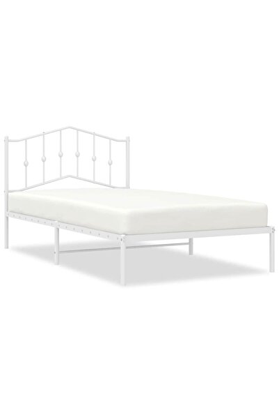 vidaxl Cadru de pat din metal cu tăblie, alb, 100x200 cm