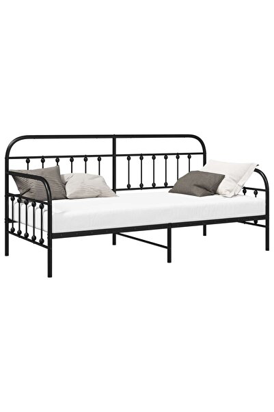 vidaxl Cadru de pat de zi Negru 90 x 200 cm Oțel vopsit electrostatic