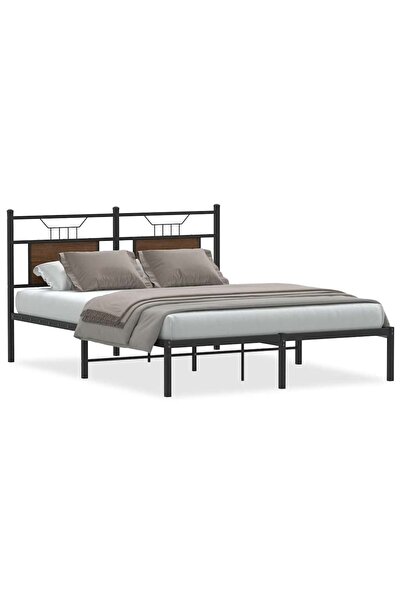 vidaxl Cadru pat fără saltea, stejar maro, 137x190 cm, lemn prelucrat