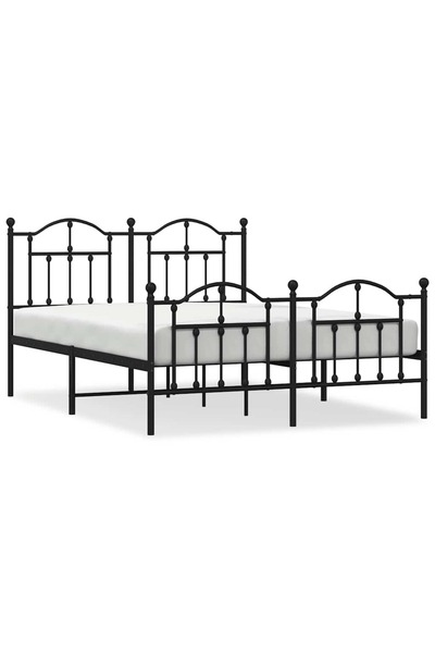 vidaxl Cadru pat metalic cu tăblie de cap/picioare, negru, 140x190 cm