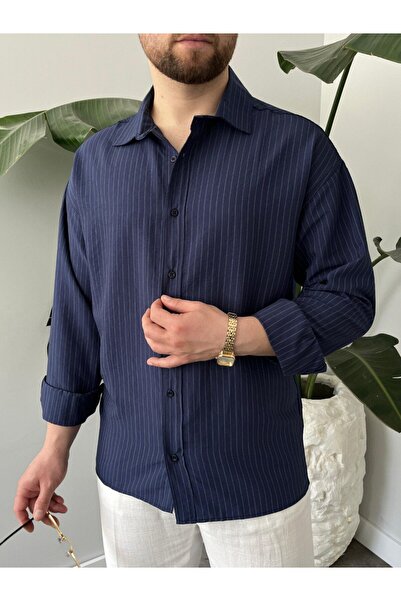 MC Wear Çizgili oversize gömlek